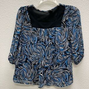 EAST 5TH Womens Large Shirt 3/4 Sleeve Sheer w/Liner Blouse Top Blouse.